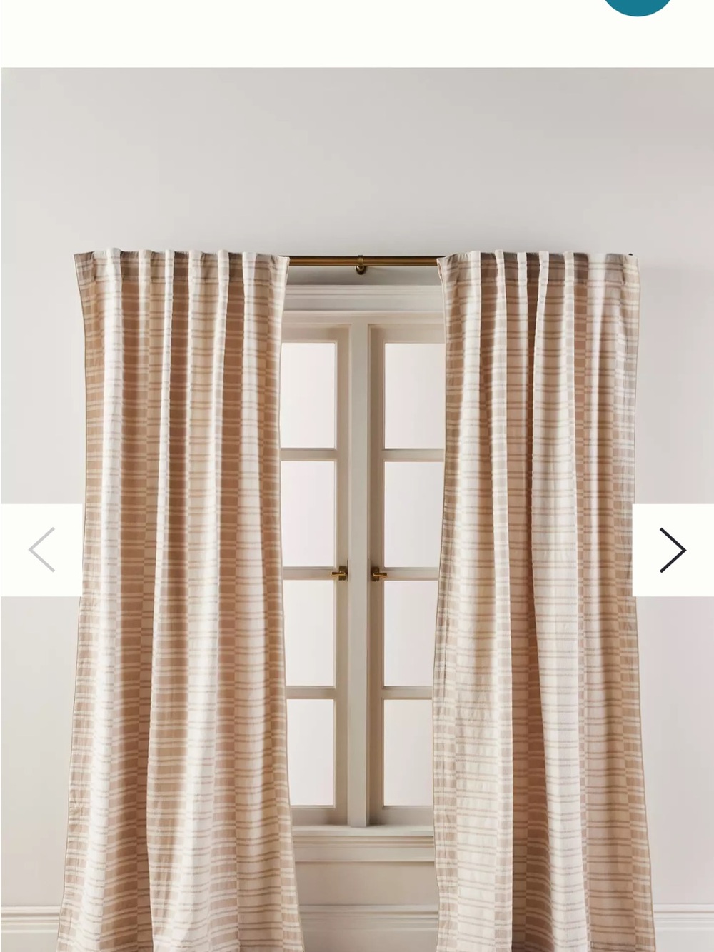 Two Panels (One Set) Anthropologie Versa Beige Striped Window Panels